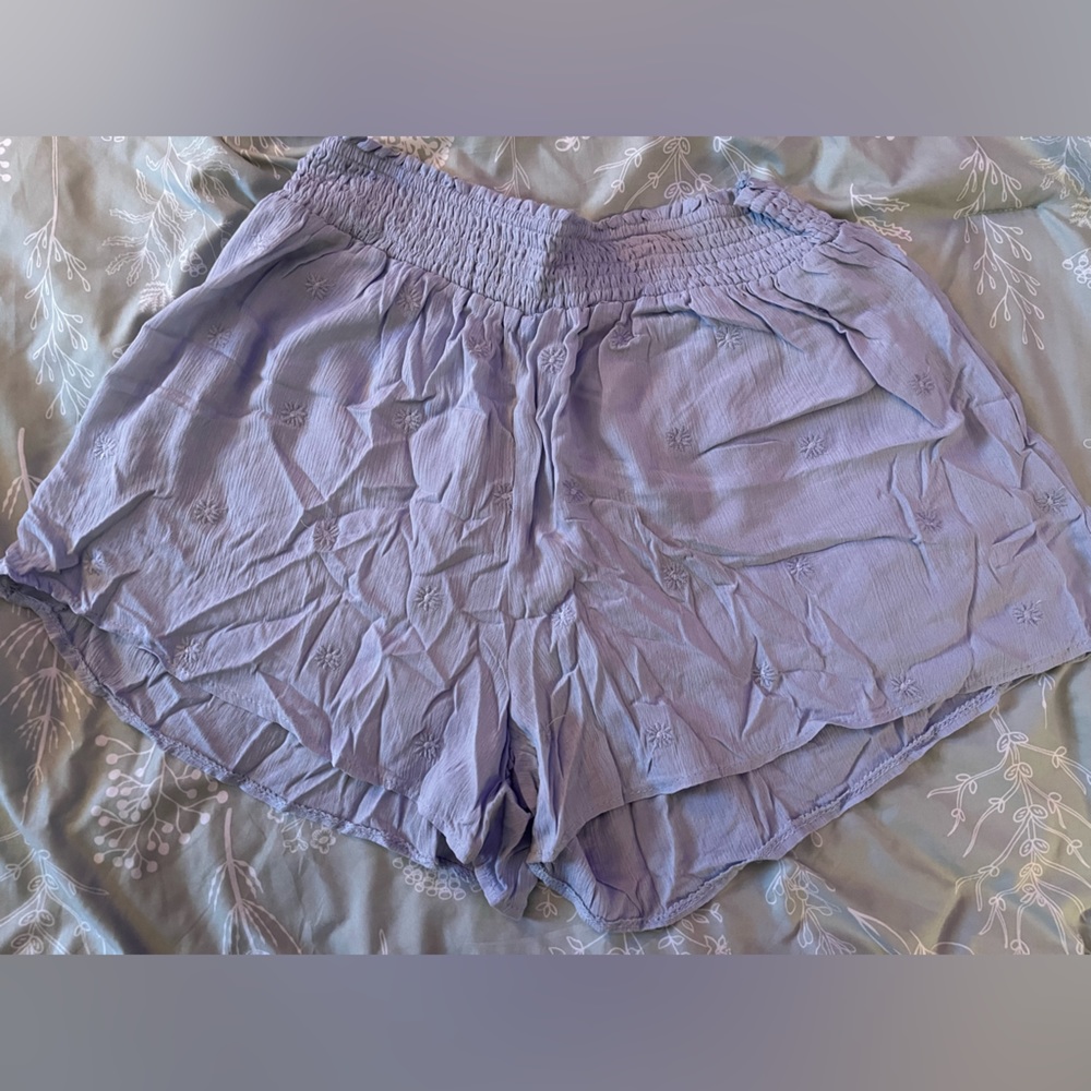 Light blue flowy shorts with flowers